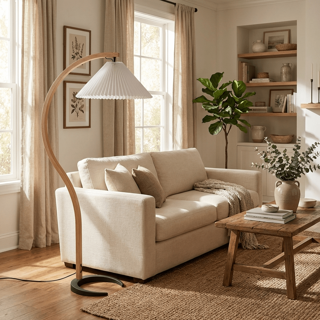Helvano | Stehlampe aus Buchenholz im Scandi-Stil