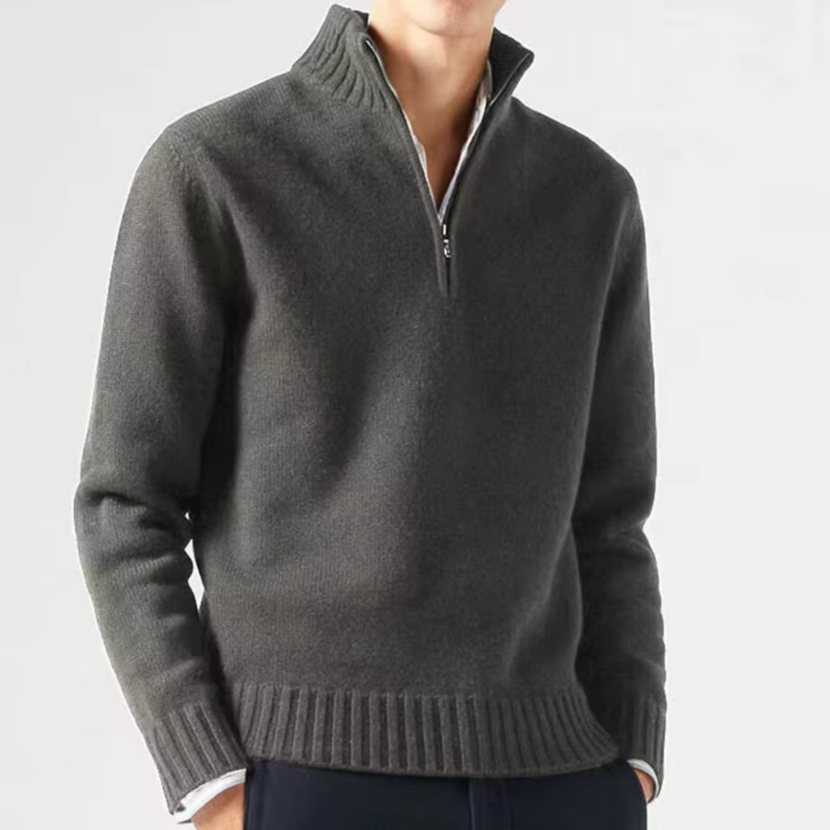 Helvano | Rollkragenpullover aus Wolle mit Zip für Herren