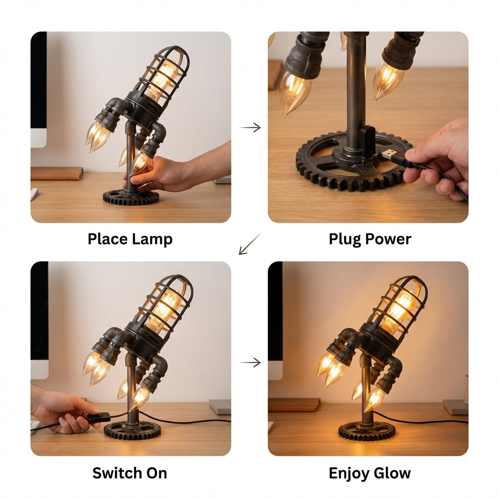 Helvano | Retro Raketen-Tischlampe