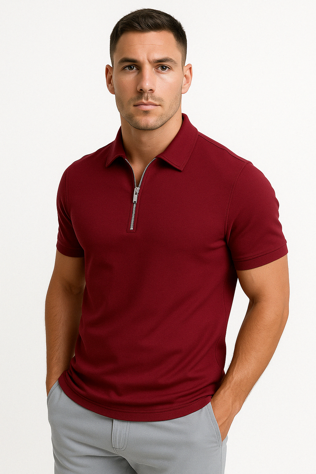 Helvano | Modernes Herren-Poloshirt mit kurzem Zip