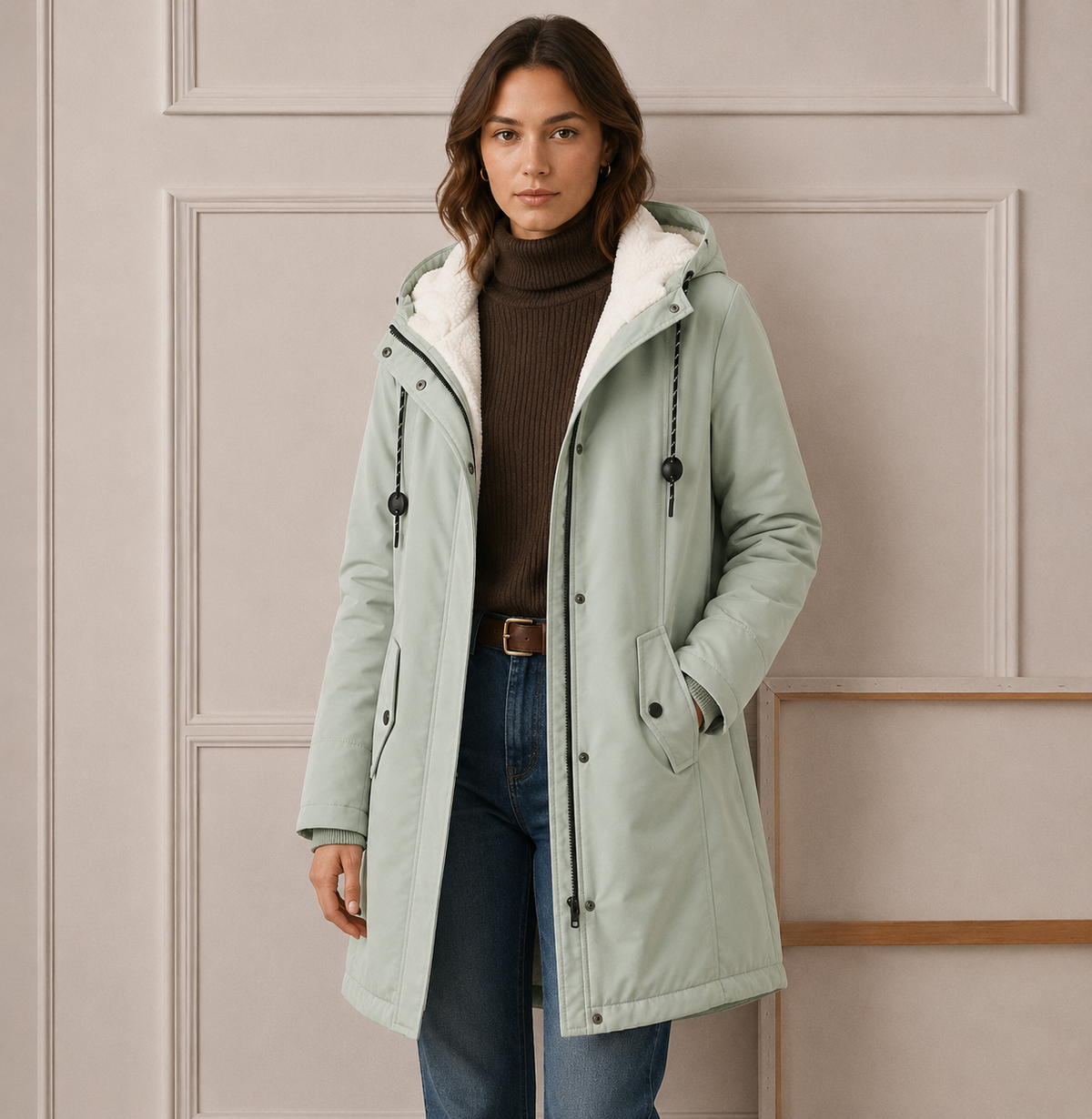 Helvano | Warmer Wintermantel mit Kapuze für Damen