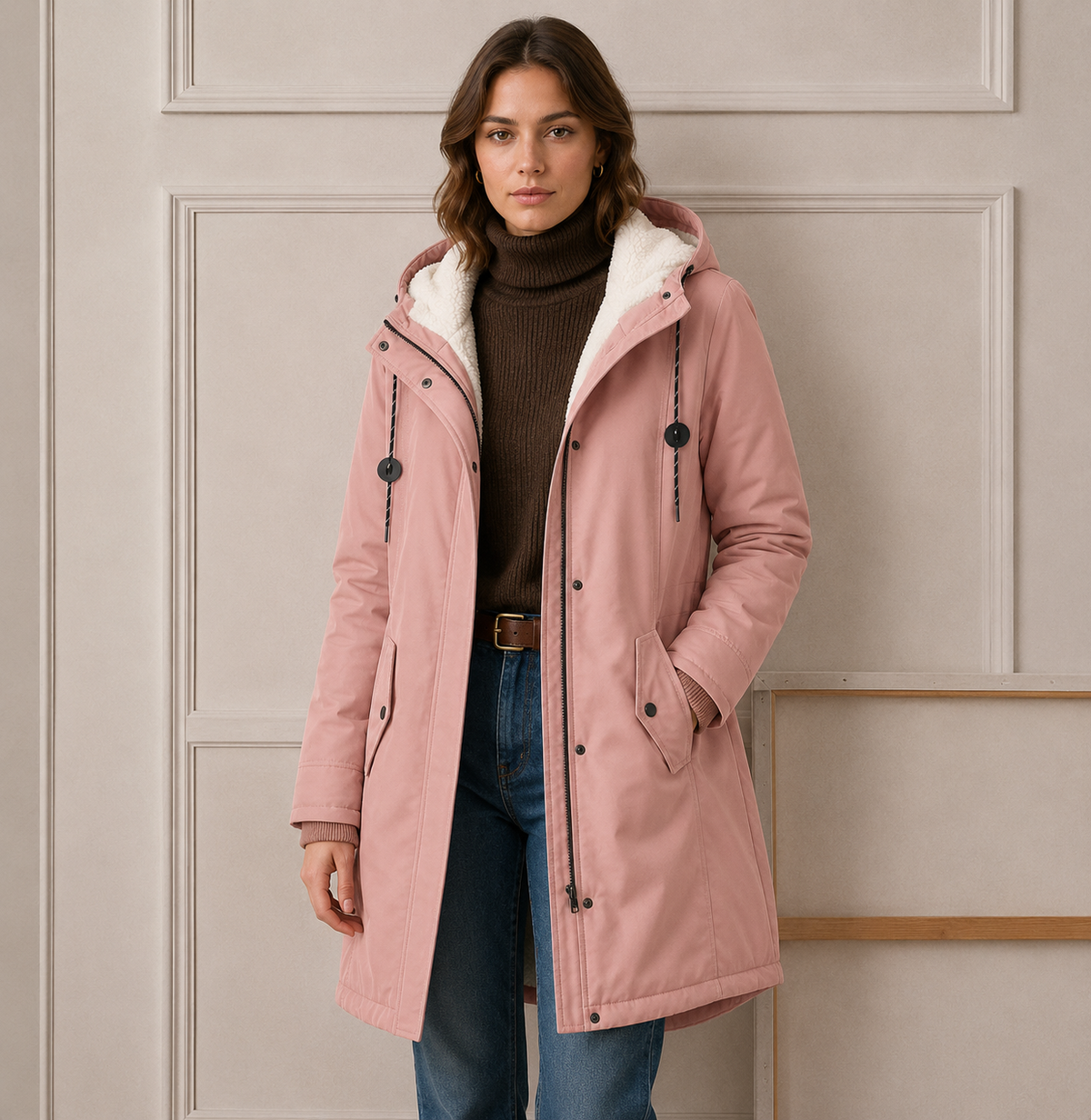 Helvano | Warmer Wintermantel mit Kapuze für Damen