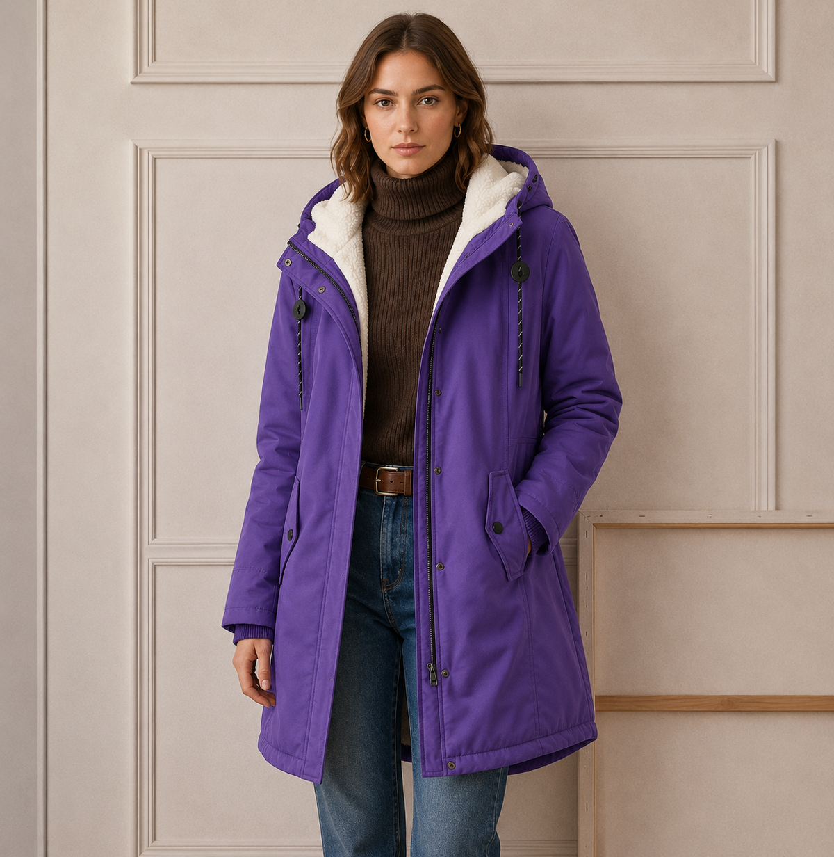 Helvano | Warmer Wintermantel mit Kapuze für Damen