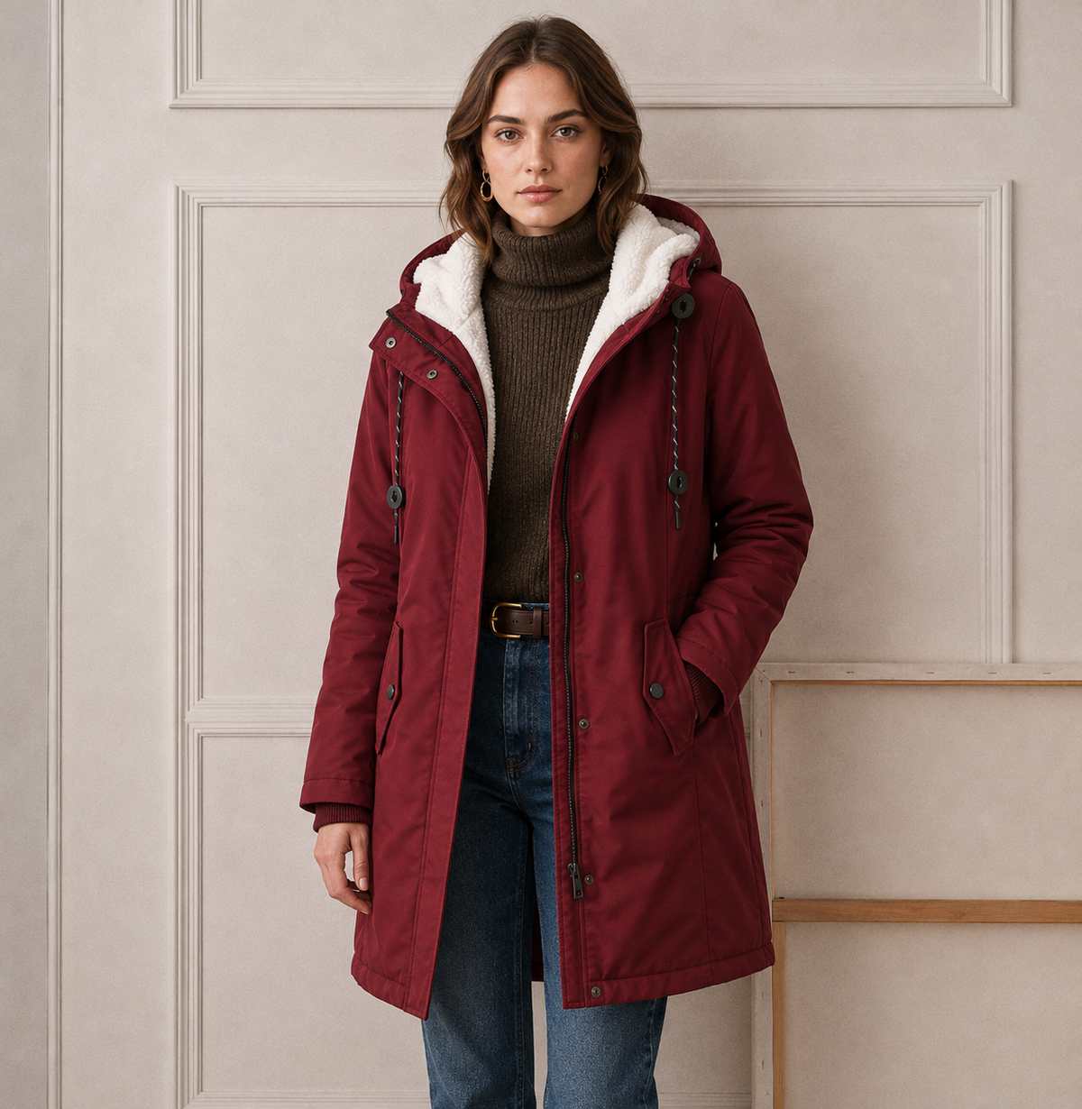 Helvano | Warmer Wintermantel mit Kapuze für Damen
