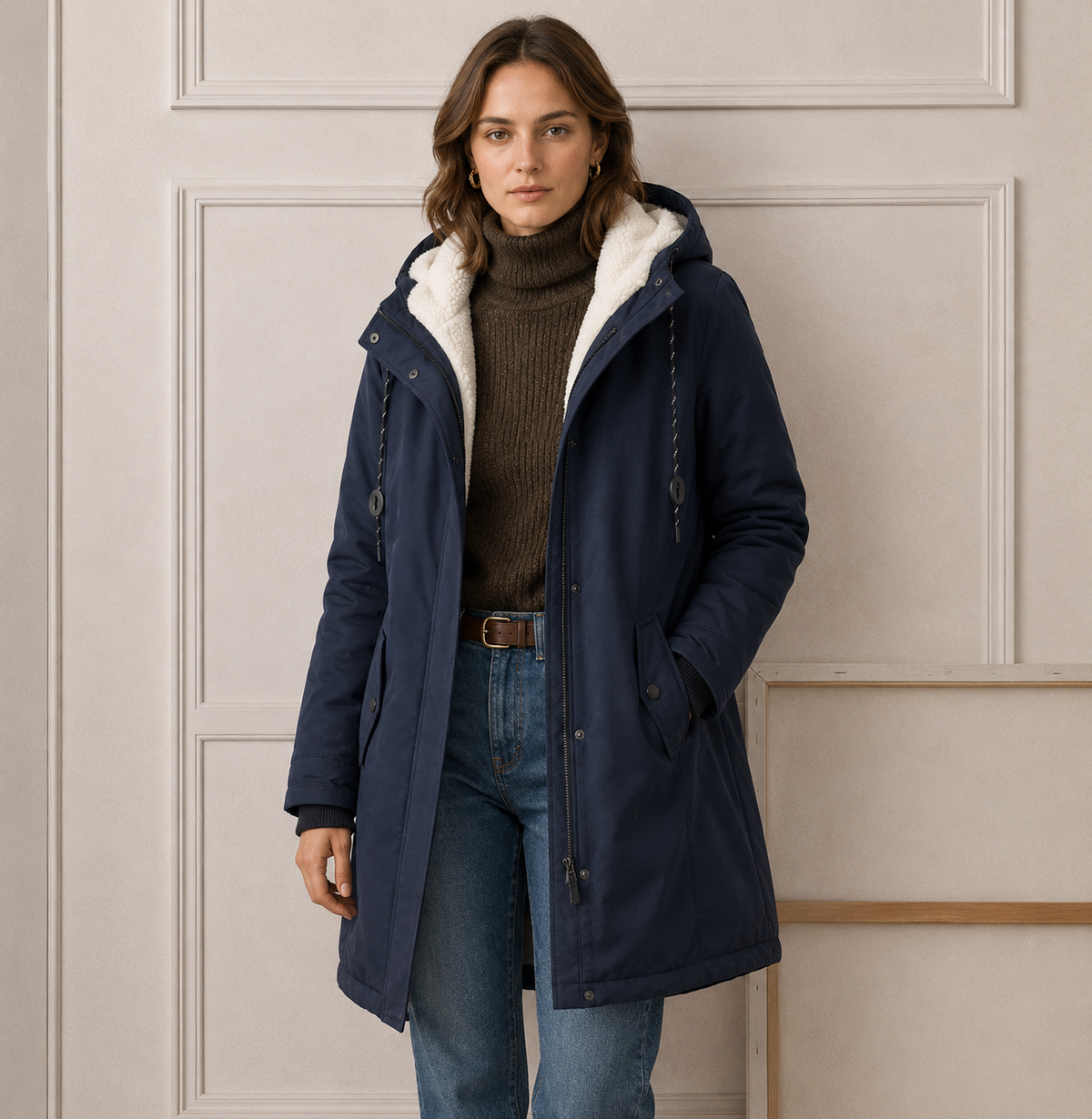 Helvano | Warmer Wintermantel mit Kapuze für Damen