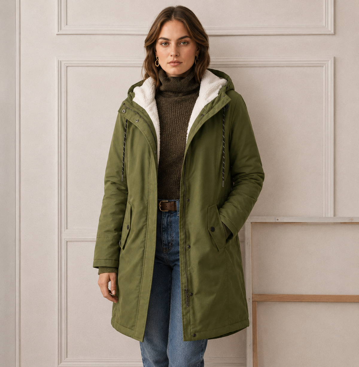 Helvano | Warmer Wintermantel mit Kapuze für Damen
