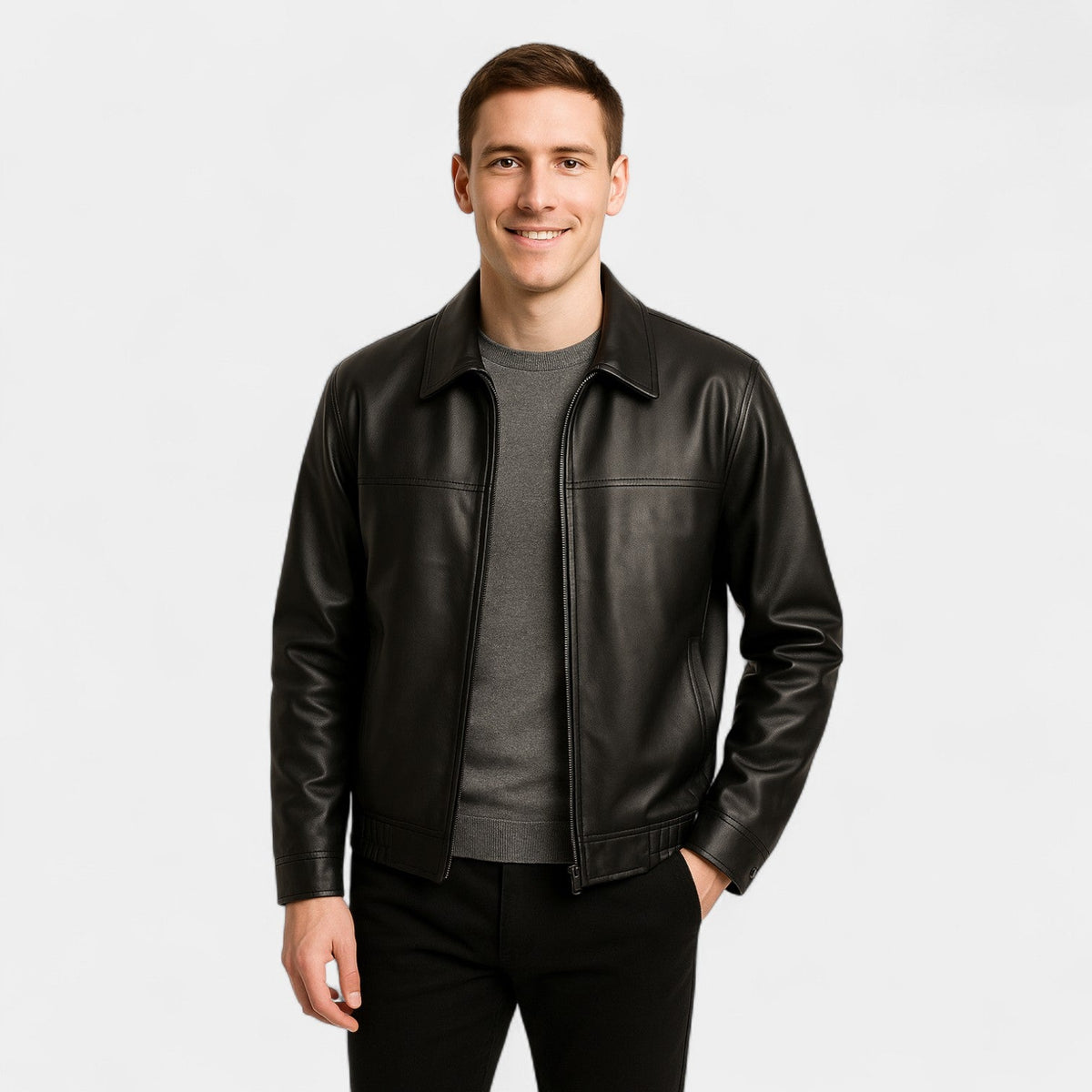 Helvano | Strukturierte Kunstlederjacke für Herren