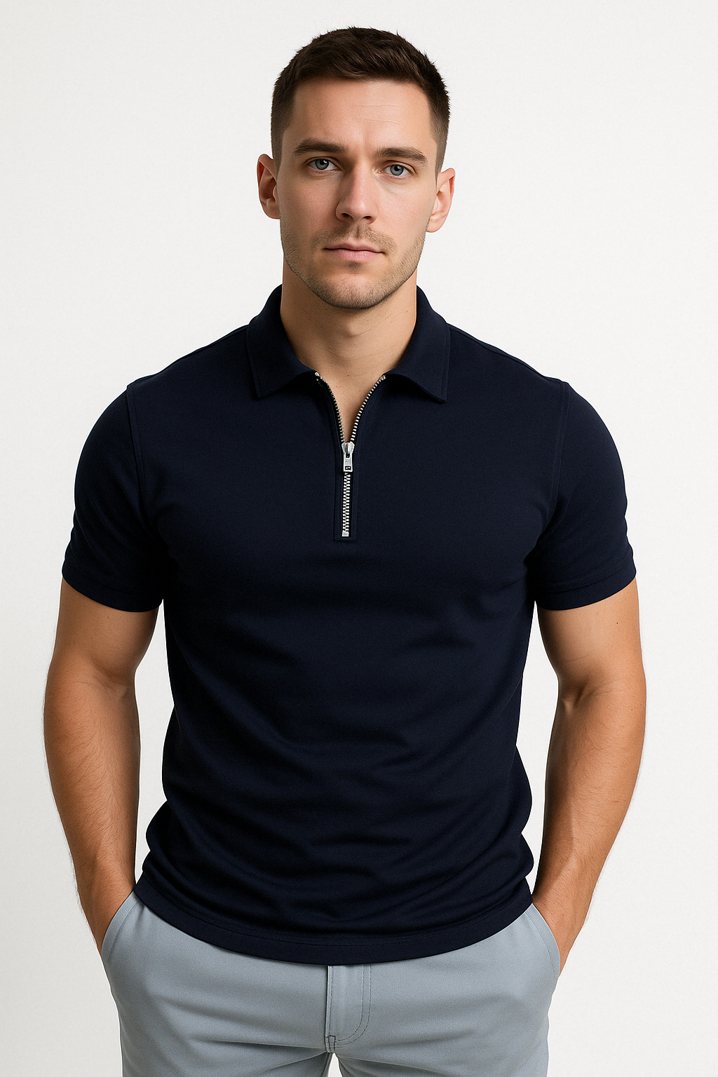 Helvano | Modernes Herren-Poloshirt mit kurzem Zip