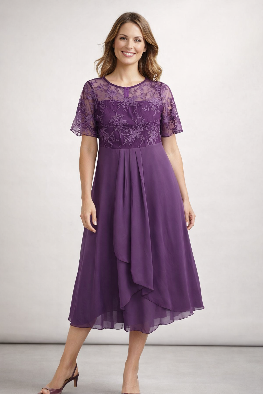 Helvano | Midikleid mit Spitze und Chiffon für Damen