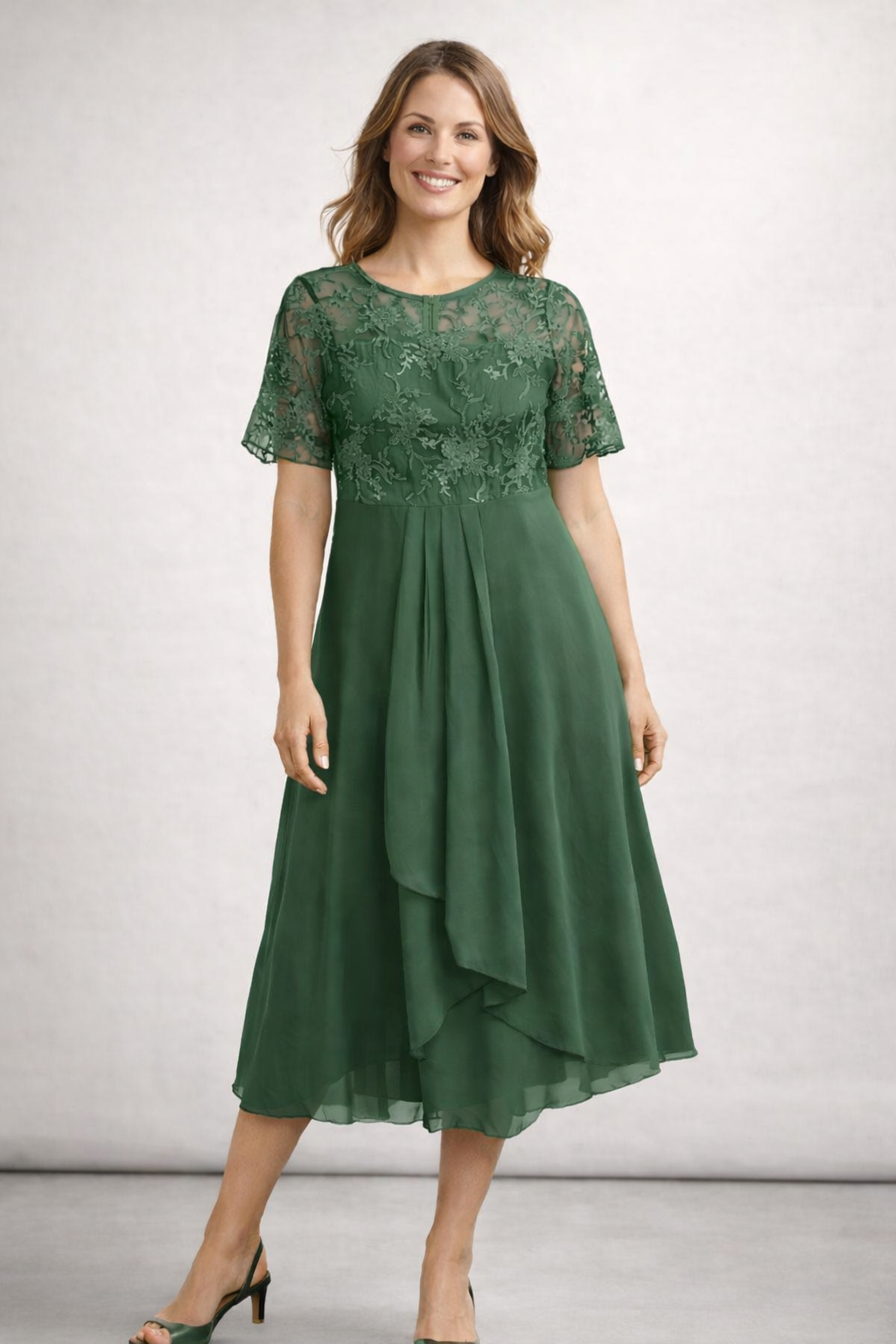 Helvano | Midikleid mit Spitze und Chiffon für Damen