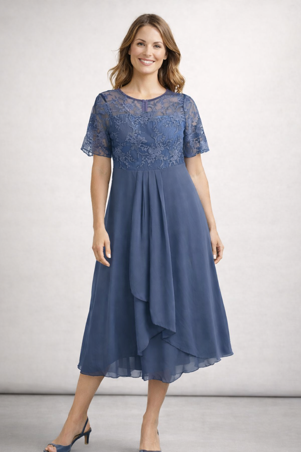 Helvano | Midikleid mit Spitze und Chiffon für Damen