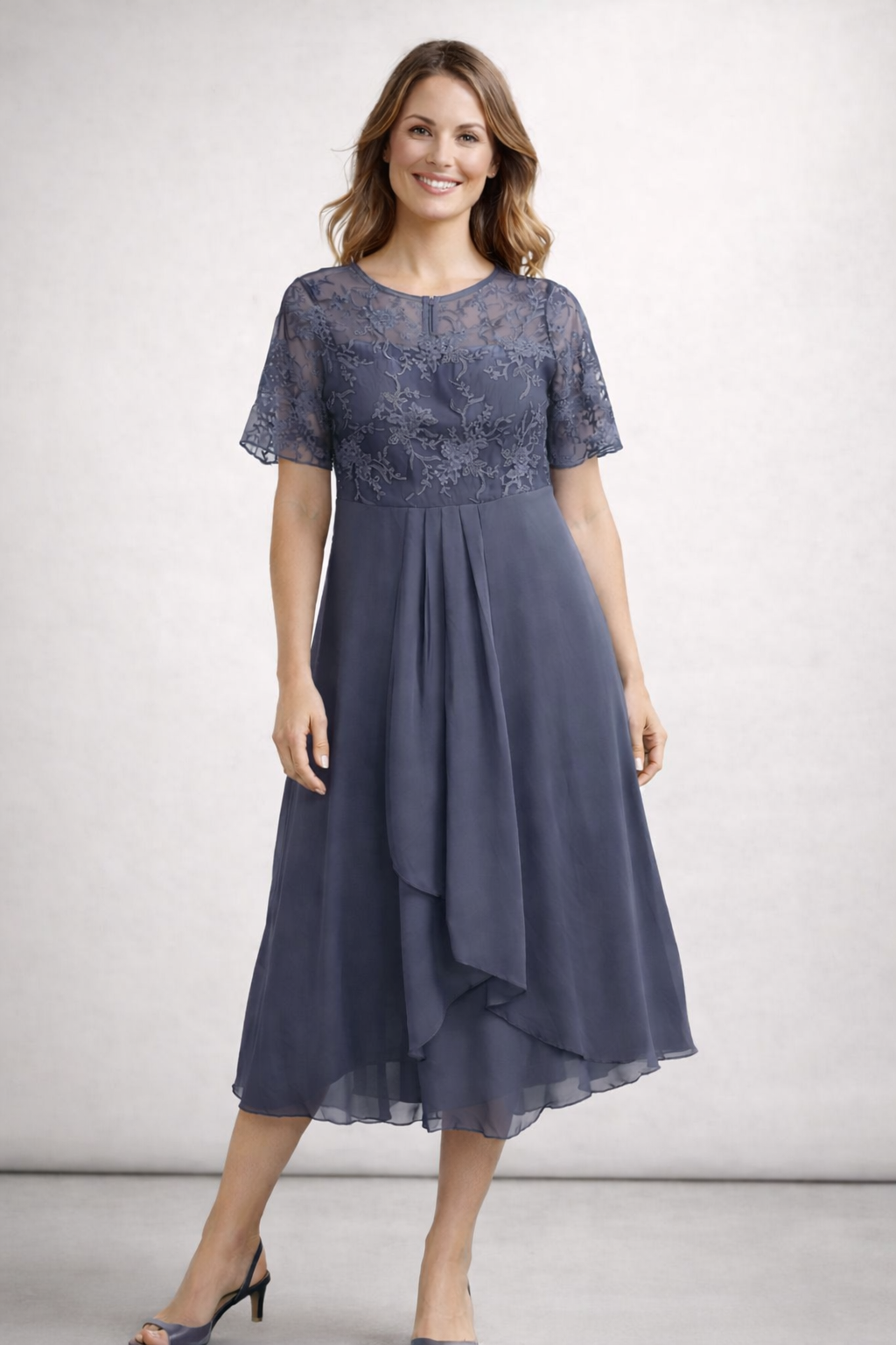 Helvano | Midikleid mit Spitze und Chiffon für Damen