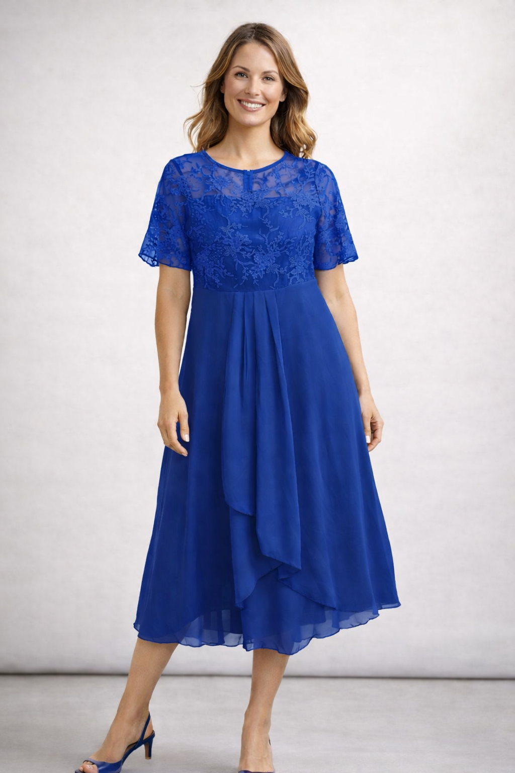 Helvano | Midikleid mit Spitze und Chiffon für Damen