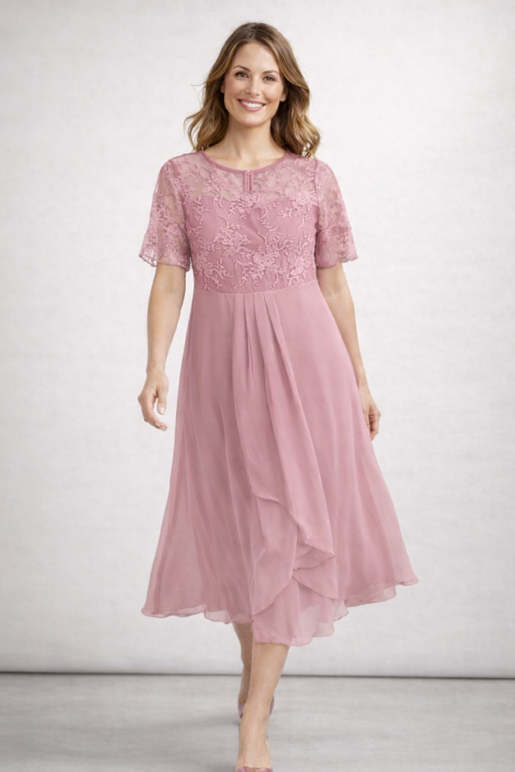 Helvano | Midikleid mit Spitze und Chiffon für Damen