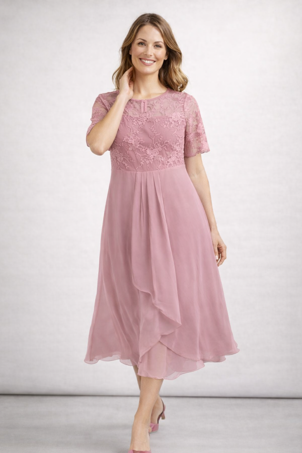 Helvano | Midikleid mit Spitze und Chiffon für Damen