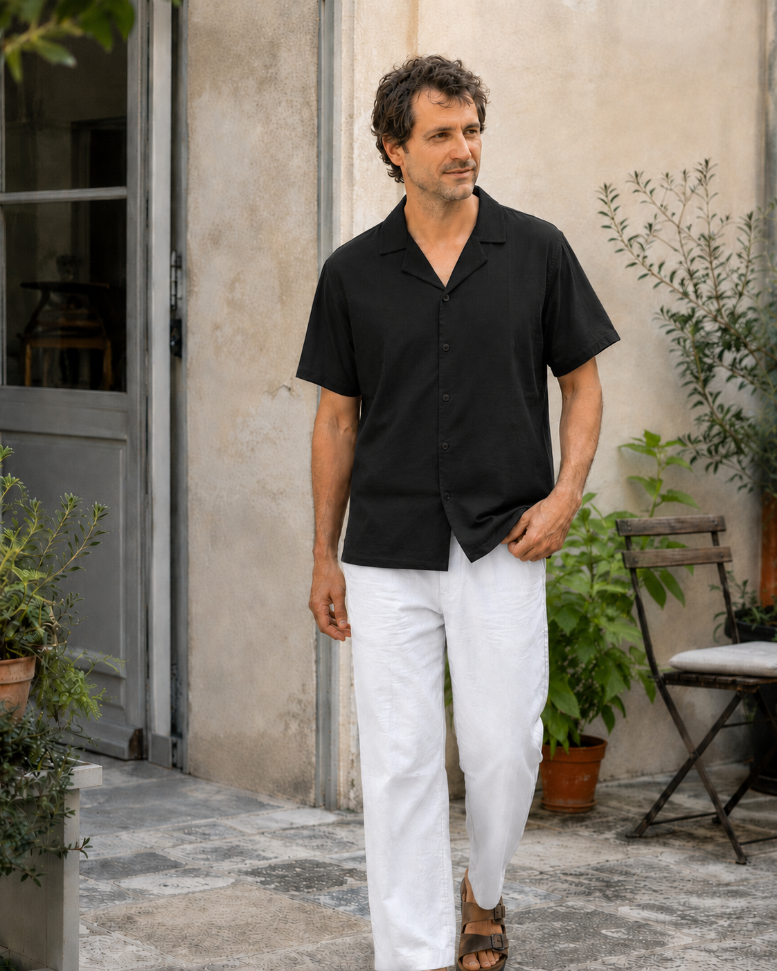 Helvano | Herren-Set aus Leinen mit Kurzarmhemd