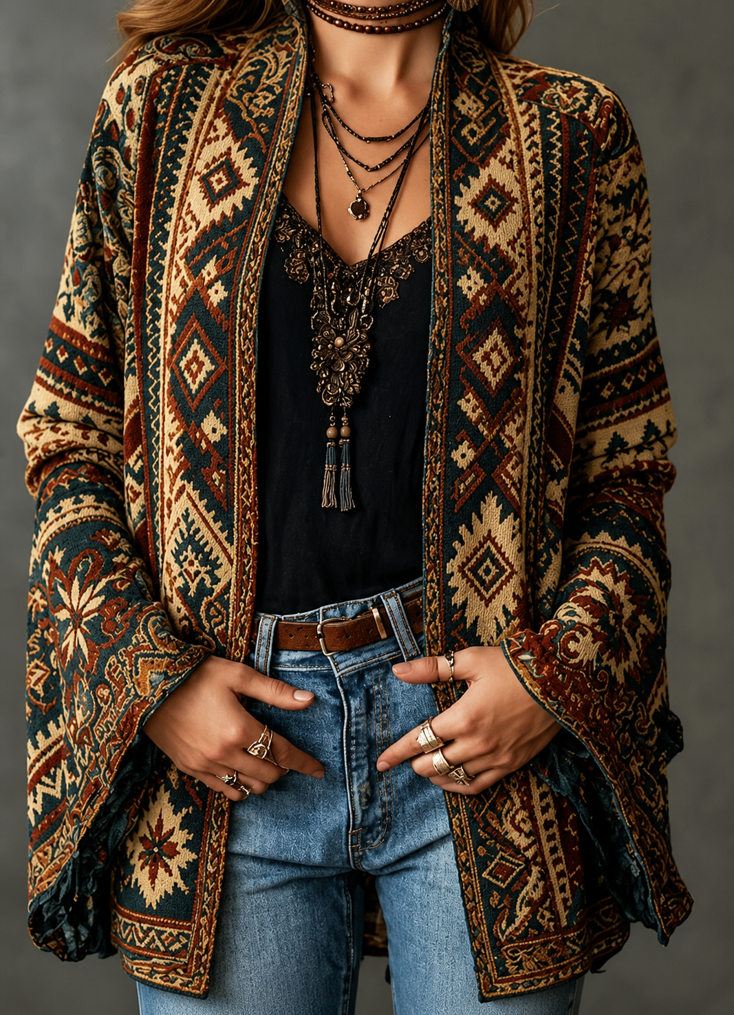 Helvano | Boho-Samtjacke für Damen