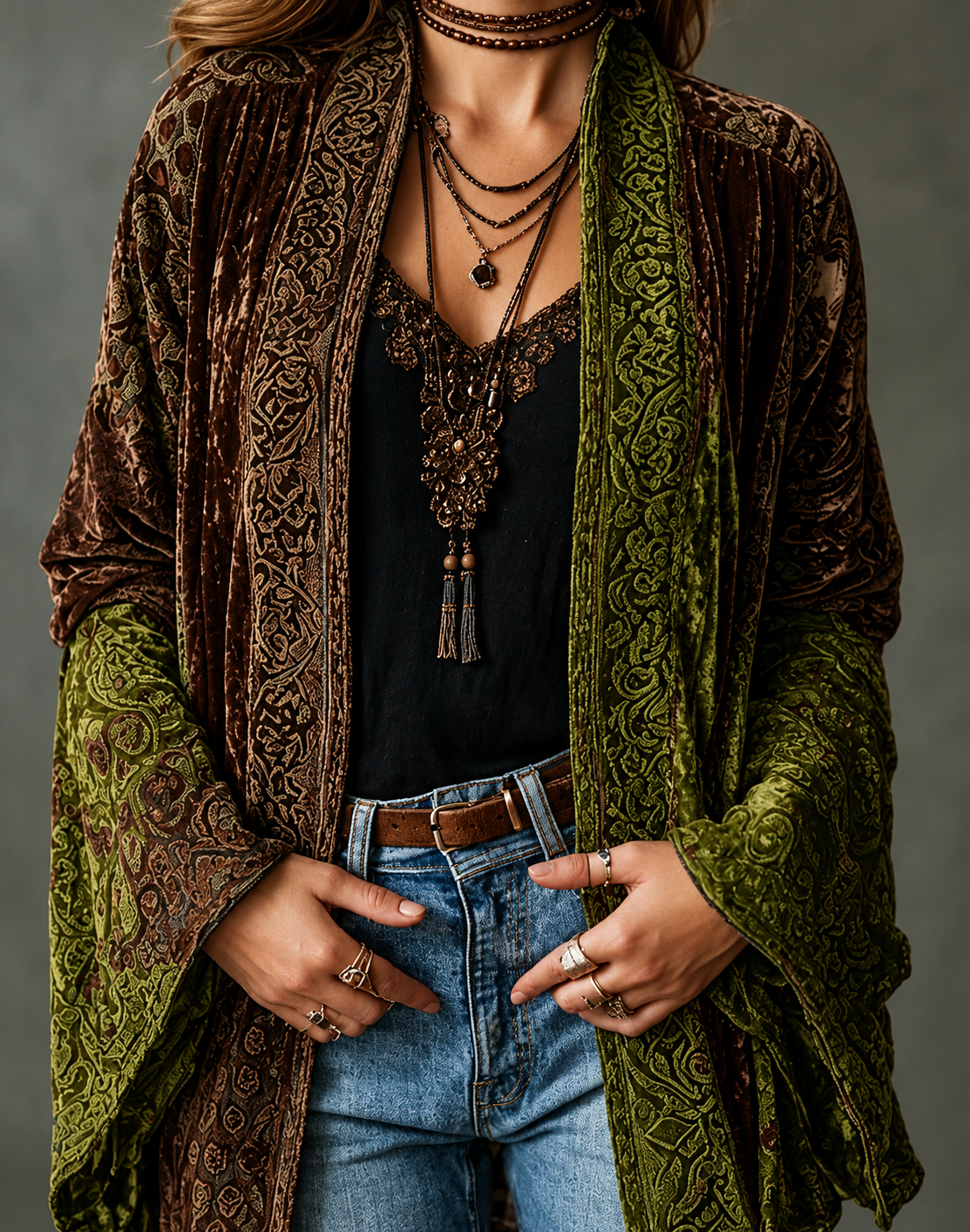 Helvano | Boho-Samtjacke für Damen