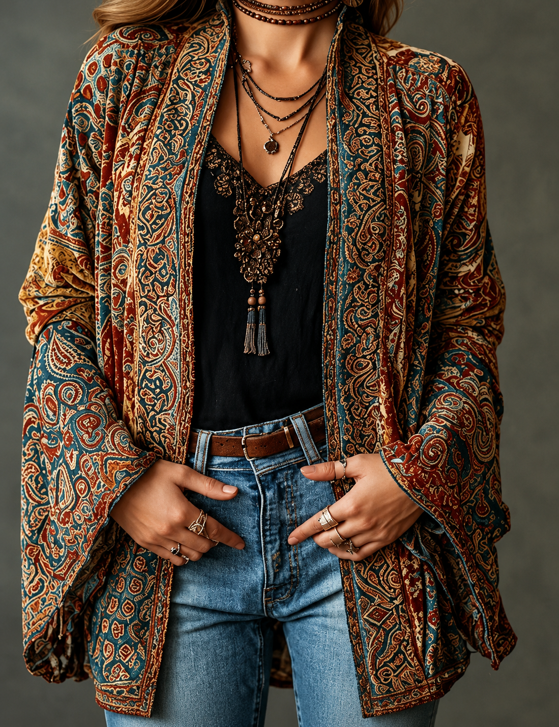 Helvano | Boho-Samtjacke für Damen