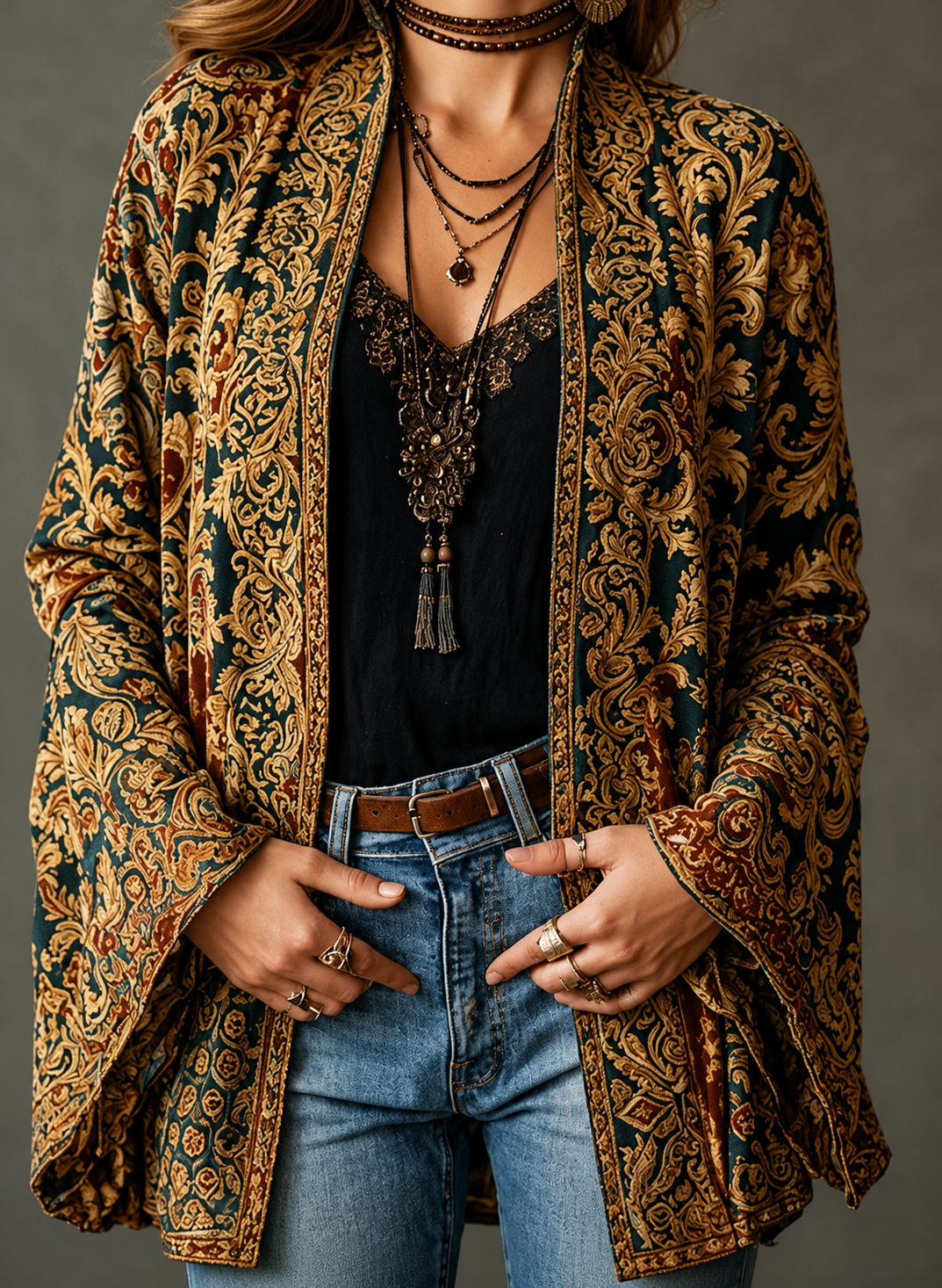 Helvano | Boho-Samtjacke für Damen