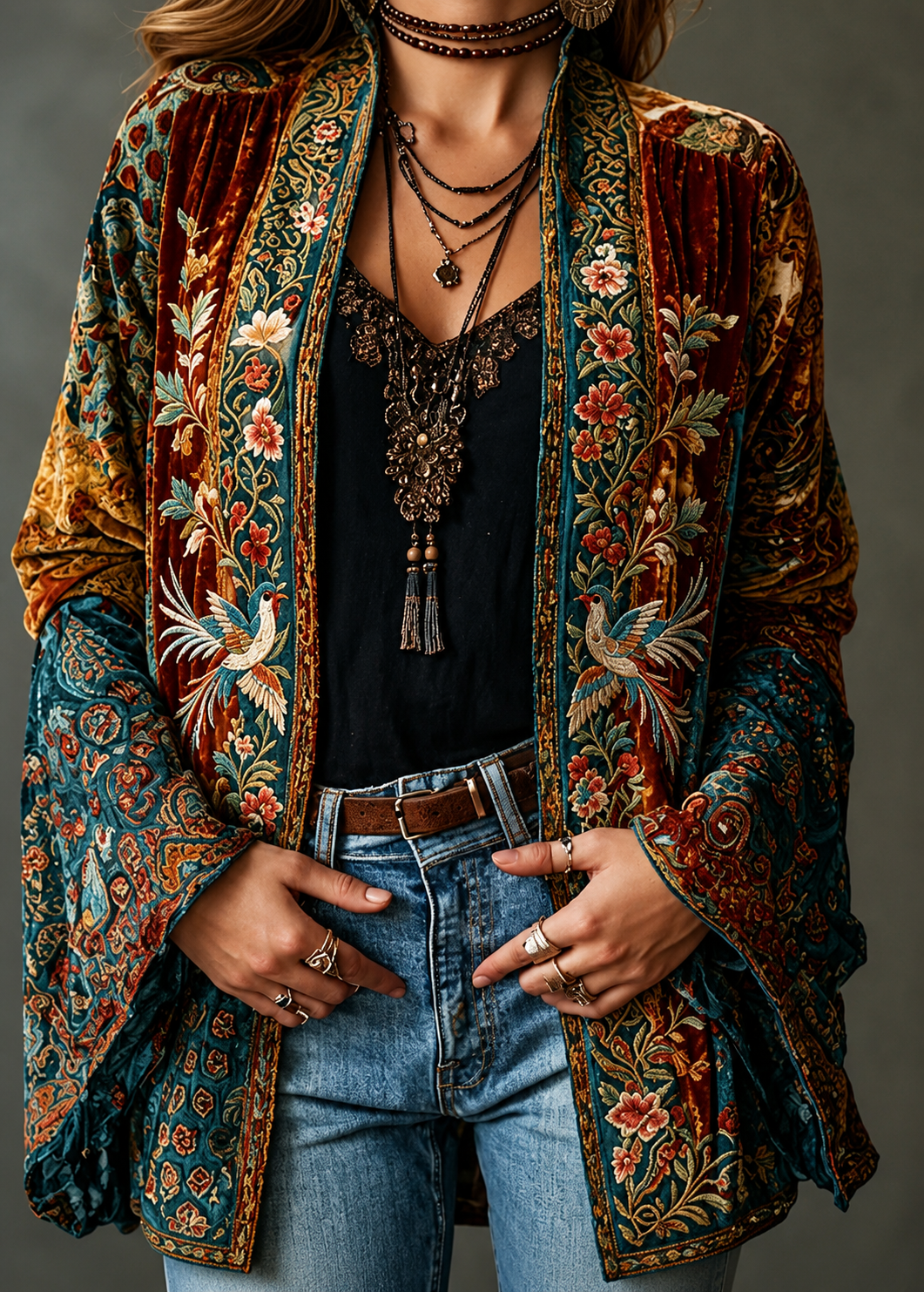 Helvano | Boho-Samtjacke für Damen