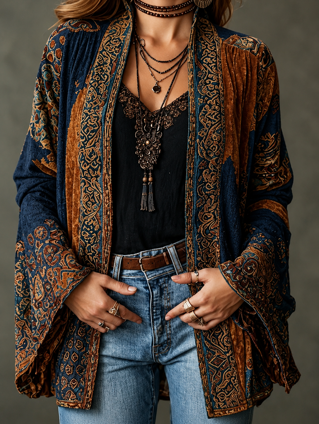 Helvano | Boho-Samtjacke für Damen