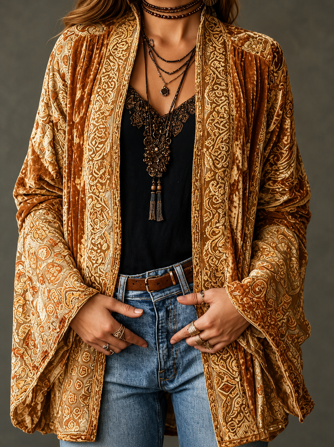 Helvano | Boho-Samtjacke für Damen