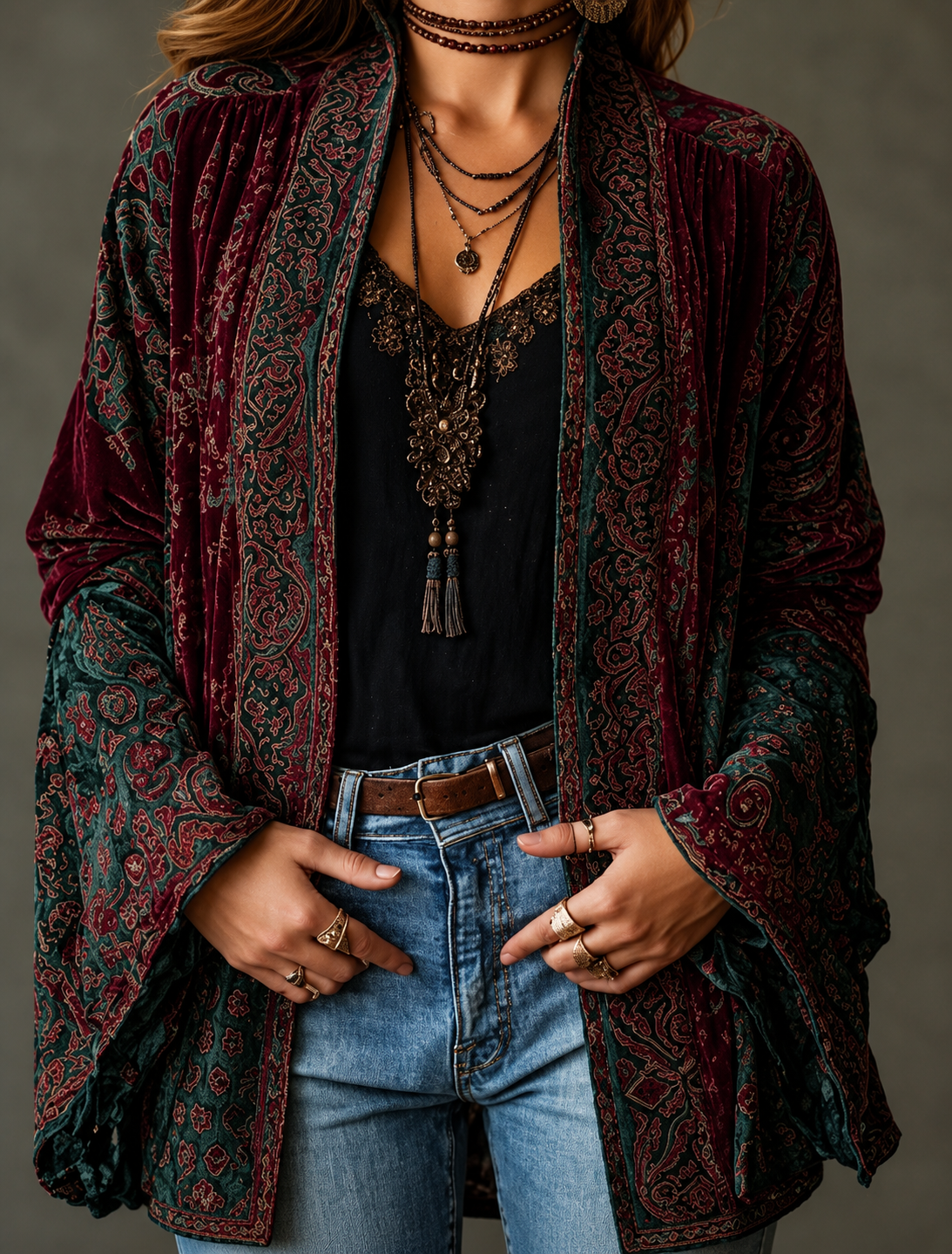 Helvano | Boho-Samtjacke für Damen