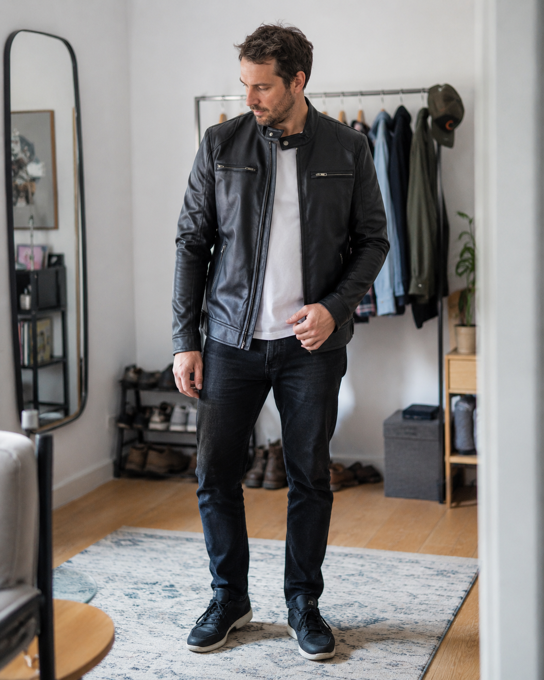 Helvano | Herren Jacke in Lederoptik mit Reissverschluss