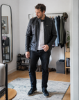 Helvano | Herren Jacke in Lederoptik mit Reissverschluss