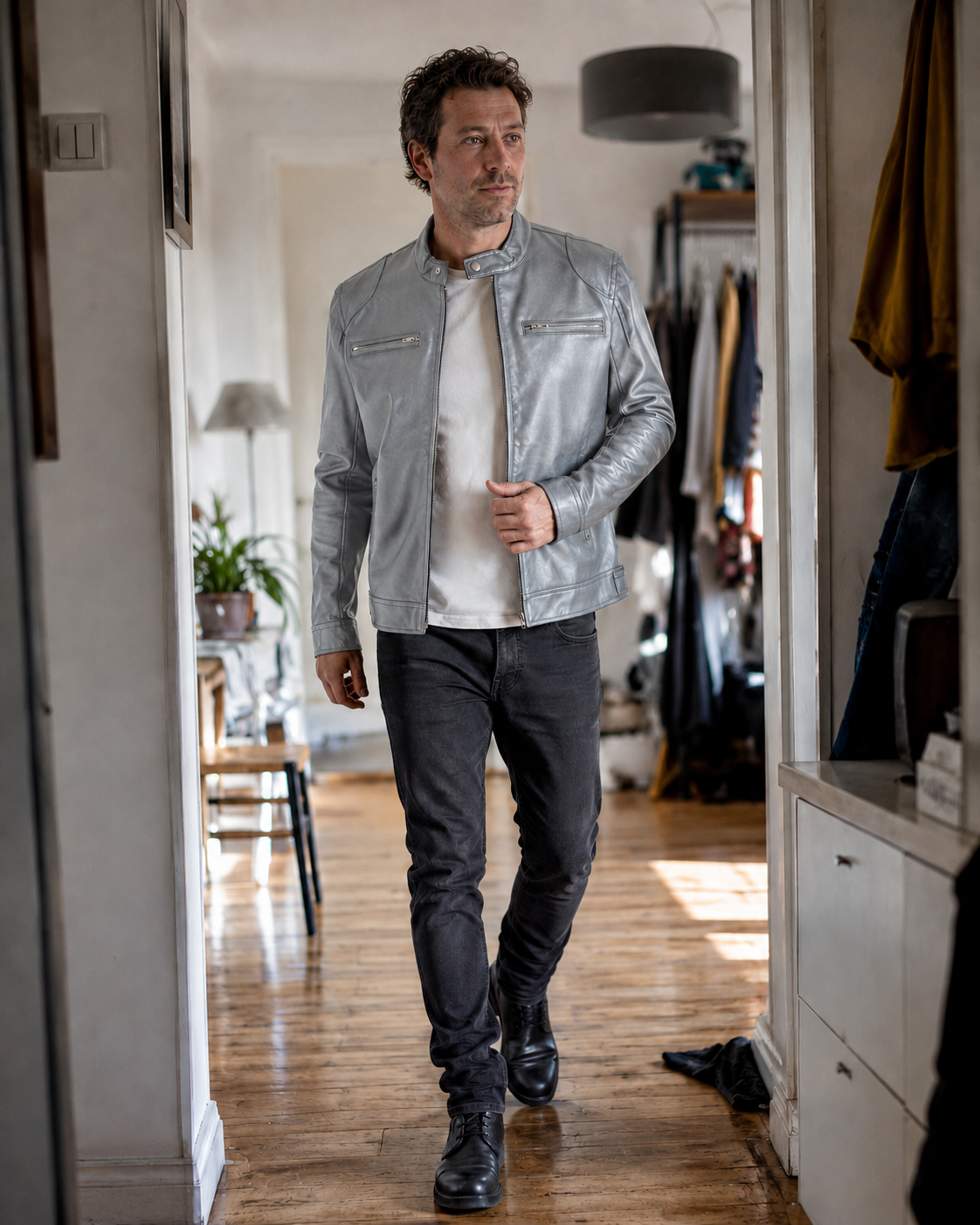Helvano | Herren Jacke in Lederoptik mit Reissverschluss
