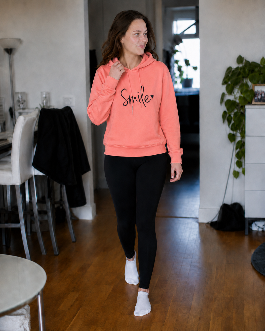 Helvano | Damen Kapuzenpullover mit Smiley-Print