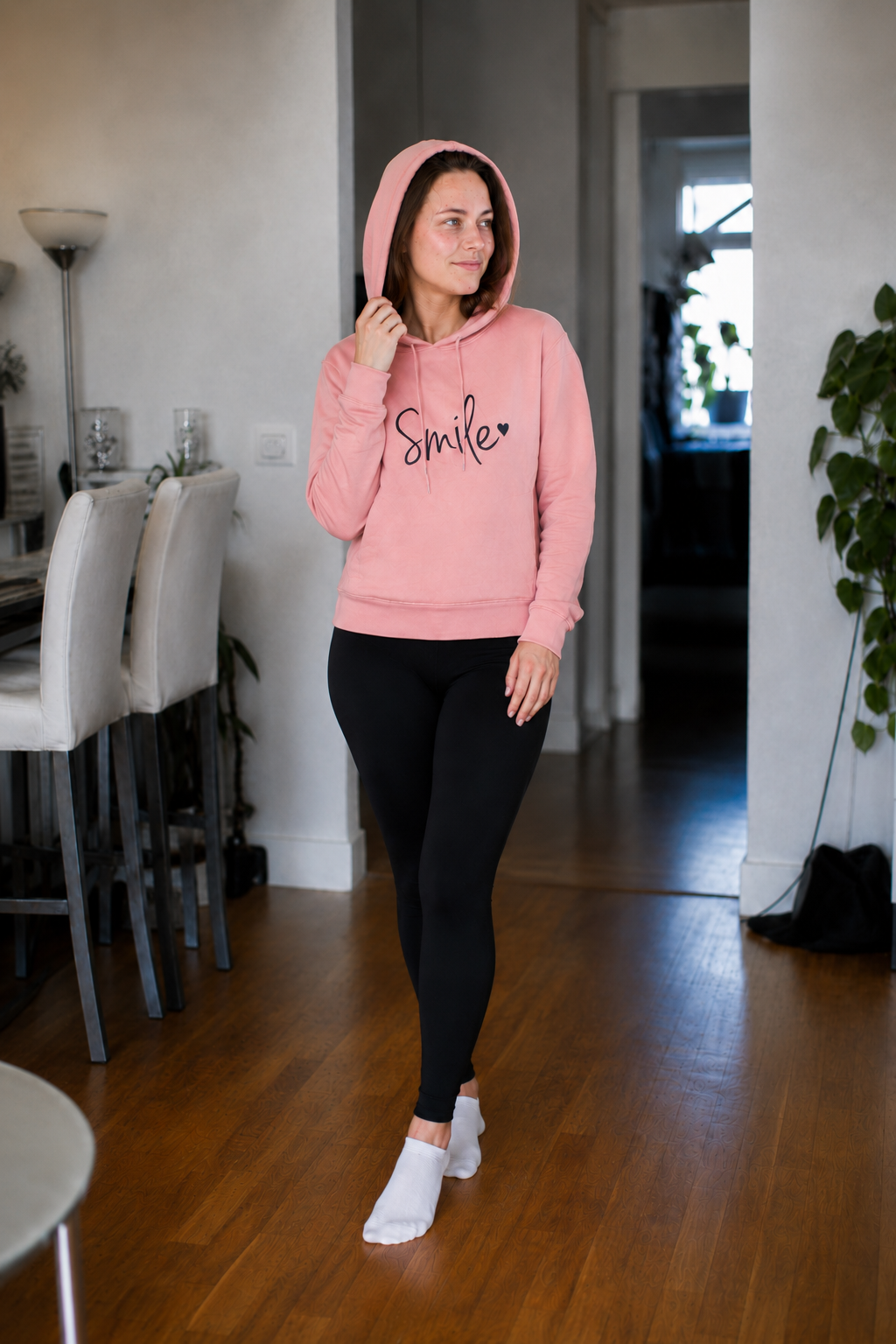 Helvano | Damen Kapuzenpullover mit Smiley-Print