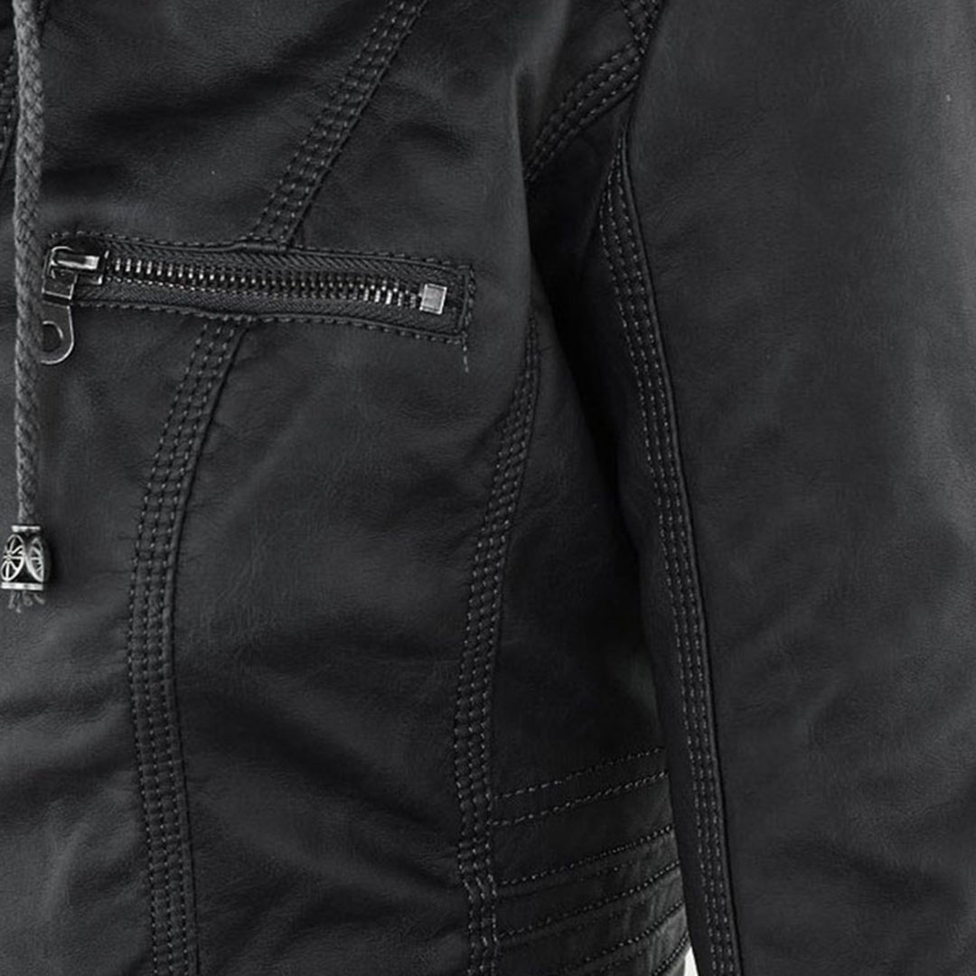 Helvano | Damen Kunstlederjacke mit Kapuze