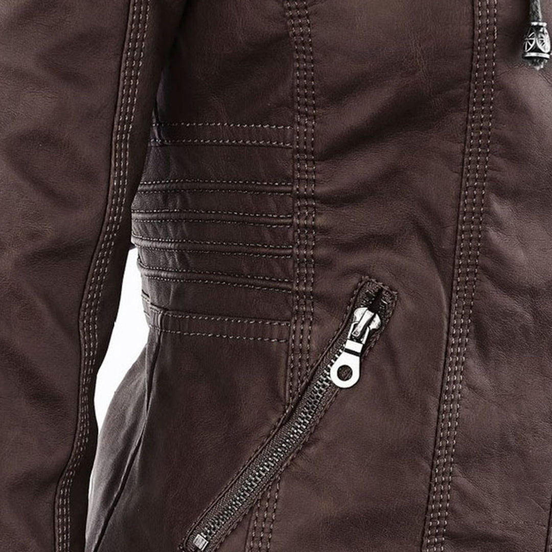 Helvano | Damen Kunstlederjacke mit Kapuze