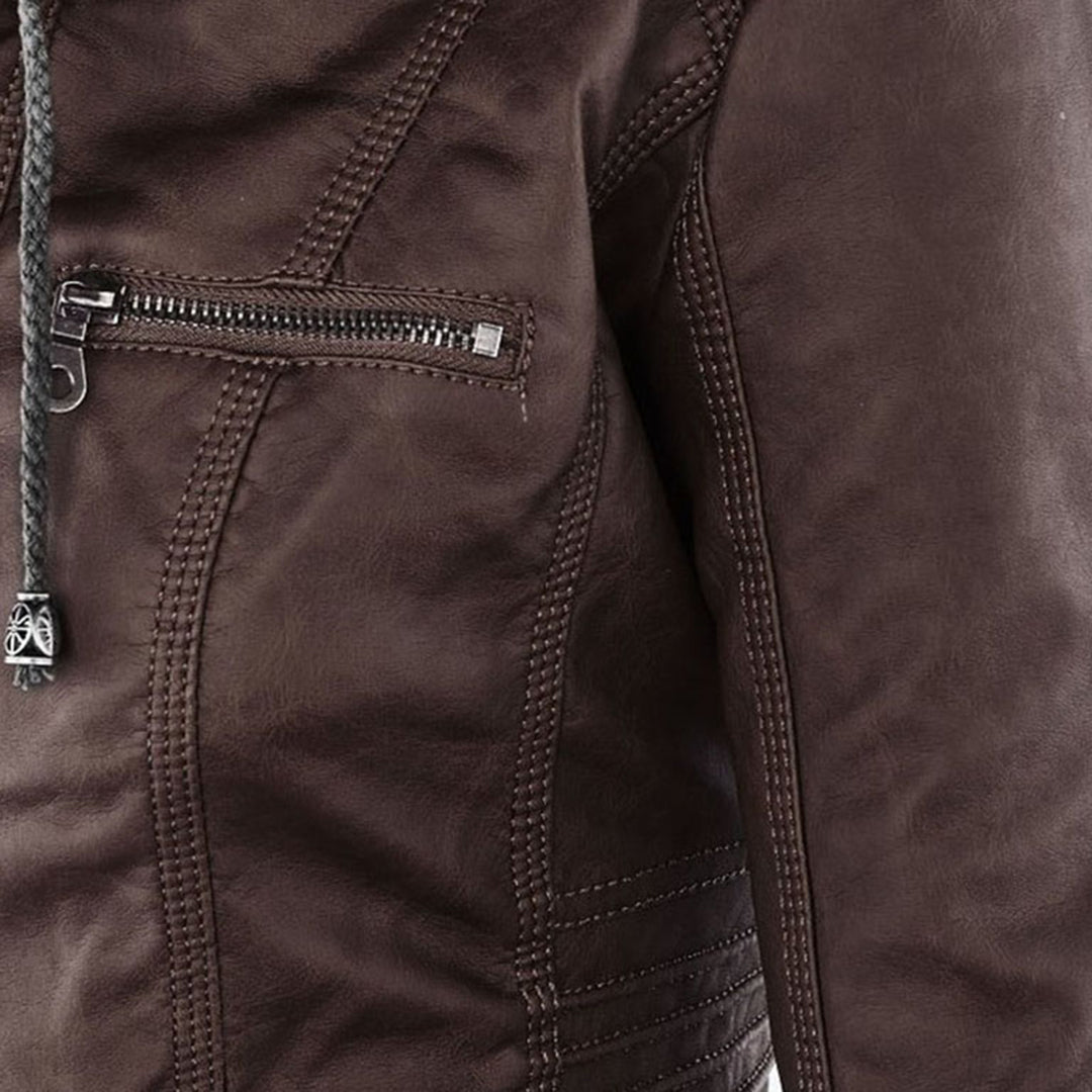 Helvano | Damen Kunstlederjacke mit Kapuze