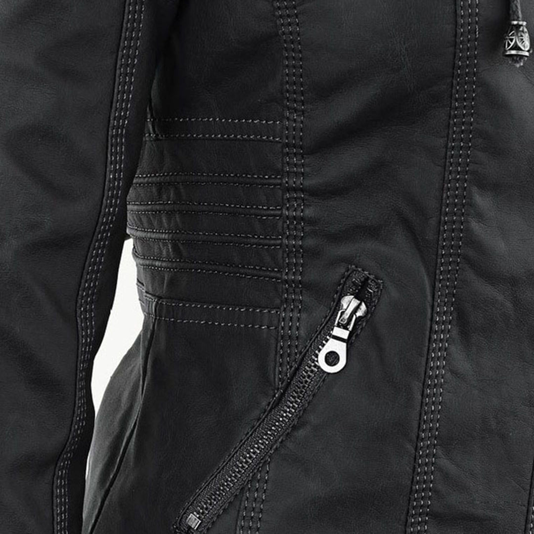 Helvano | Damen Kunstlederjacke mit Kapuze