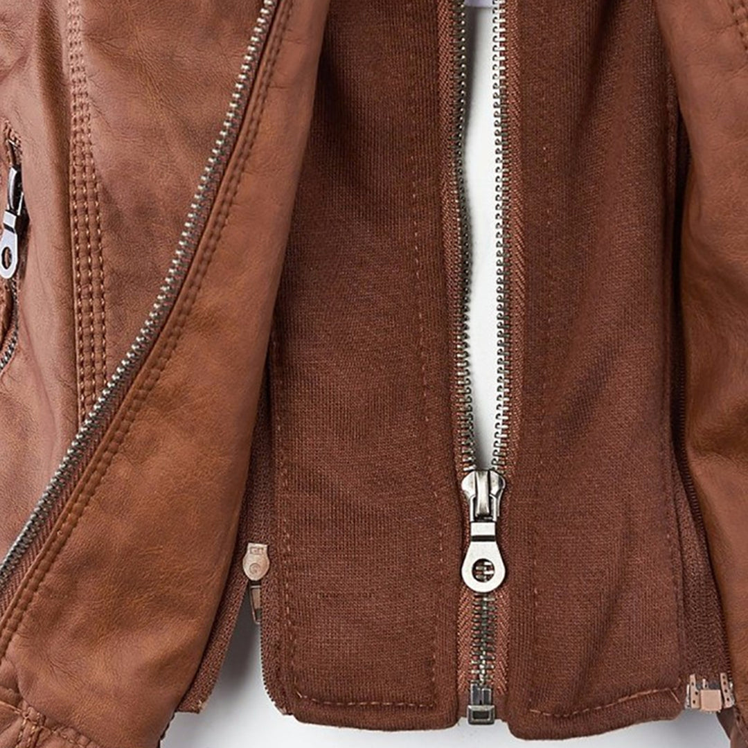 Helvano | Damen Kunstlederjacke mit Kapuze