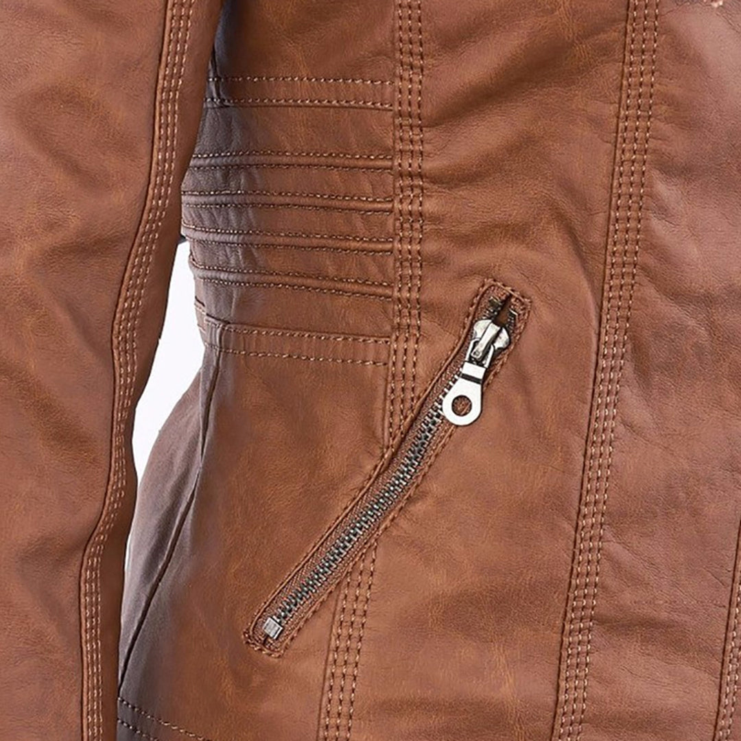 Helvano | Damen Kunstlederjacke mit Kapuze