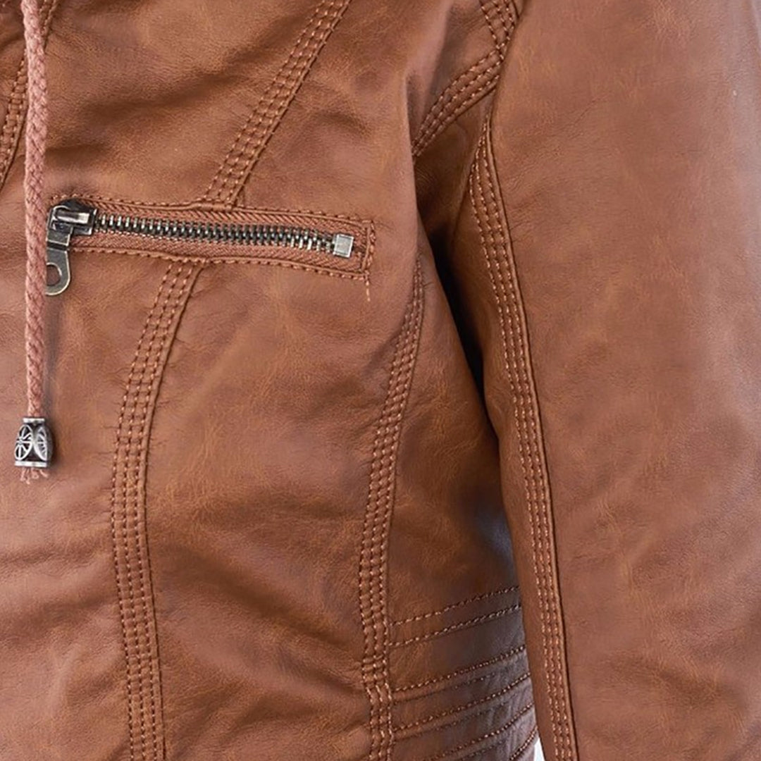 Helvano | Damen Kunstlederjacke mit Kapuze