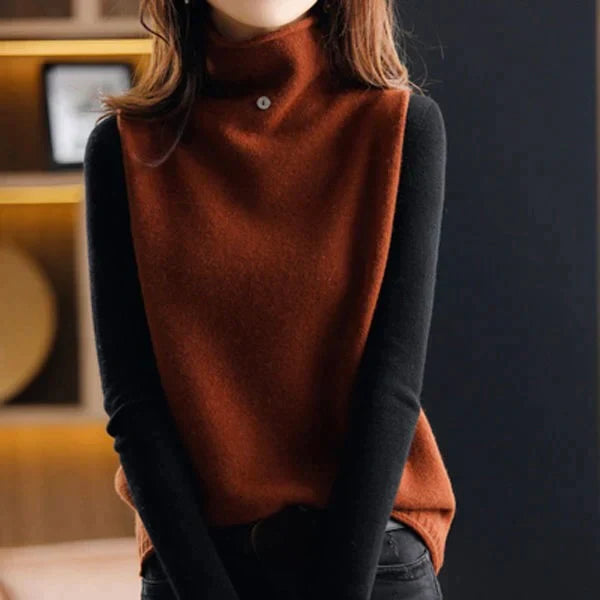 Helvano | Ärmellose Rollkragen-Strickweste für Damen