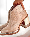 Helvano | Bestickte Stiefel mit Blockabsatz für Damen