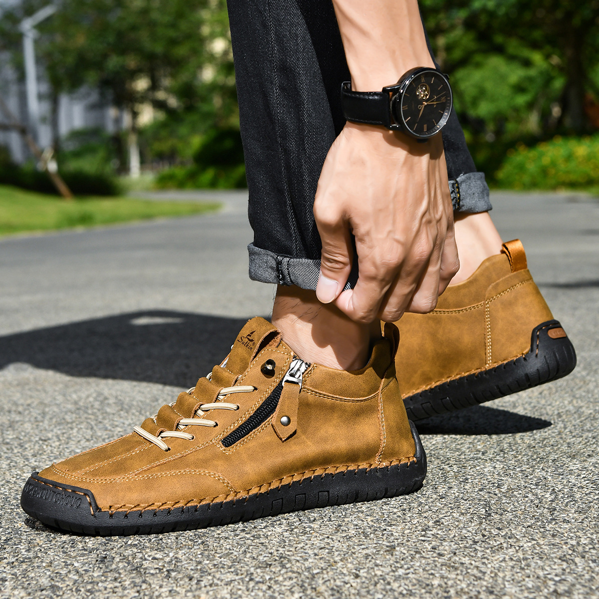 Helvano | Nubuk-Sneaker mit Reissverschluss für Herren