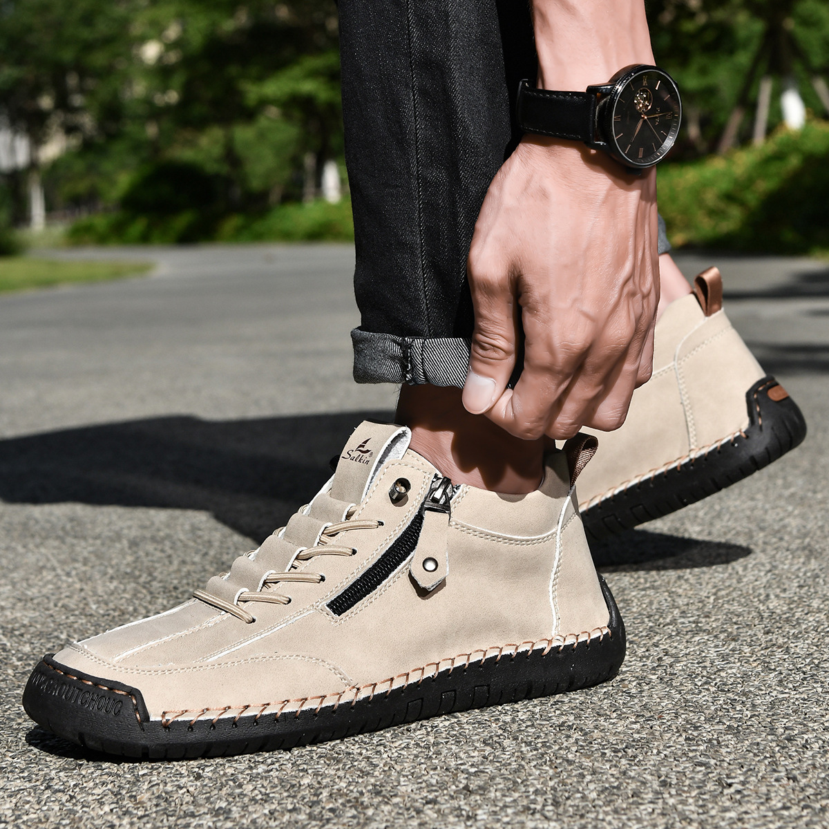 Helvano | Nubuk-Sneaker mit Reissverschluss für Herren