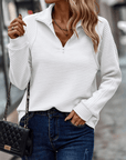 Helvano | Damen Rippstrick-Pullover mit Half-Zip