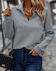 Helvano | Damen Rippstrick-Pullover mit Half-Zip