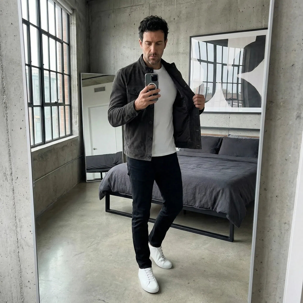 Helvano | Herrenjacke in Wildleder-Optik mit Taschen