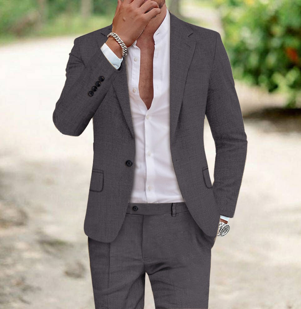 Helvano | Leinen-Anzug für Herren, 2-teilig, Slim Fit
