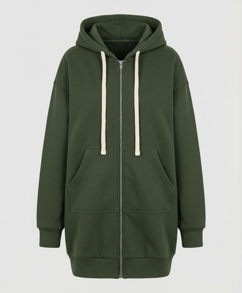 Helvano | Knielanger Zip-Hoodie für Damen