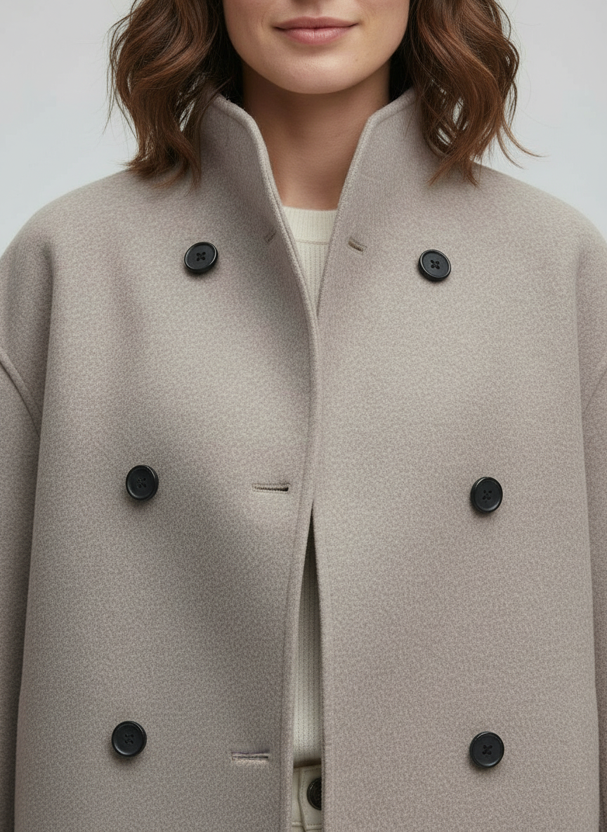 Helvano | Kurze Wolljacke mit Stehkragen für Damen in Beige